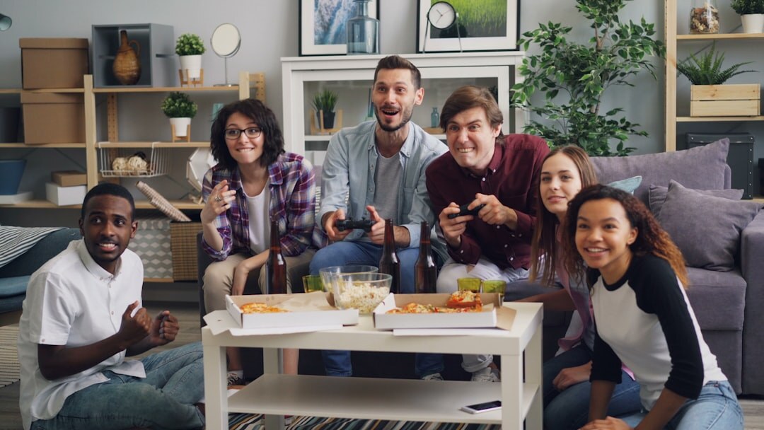group of friends watching tv