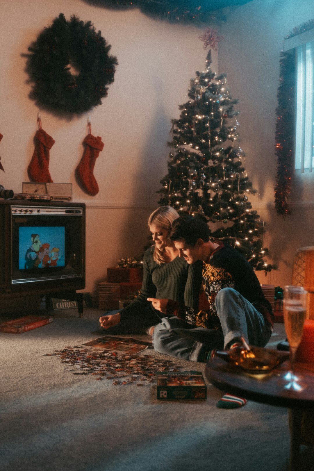 family watching old sitcom
